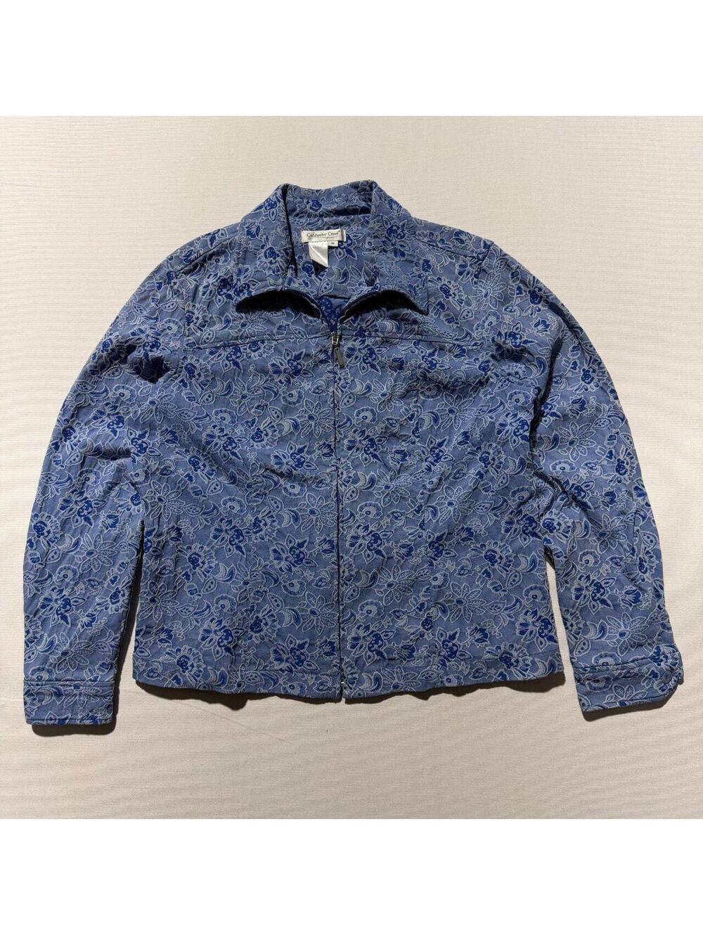 Coldwater Creek Blue Floral Quilted Jacket M